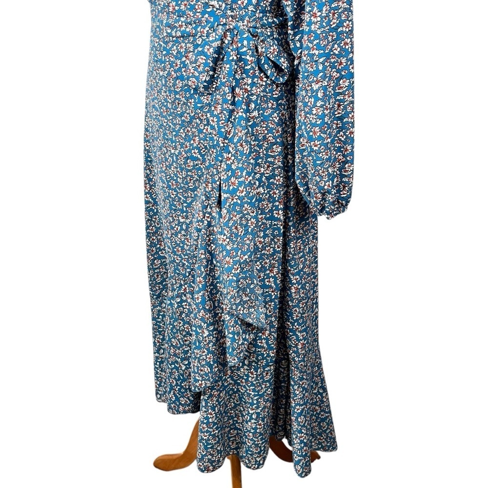 Pretty Garden Women’s Floral Cottagecore Wrap Teal Dress Size Small - Picture 5 of 13